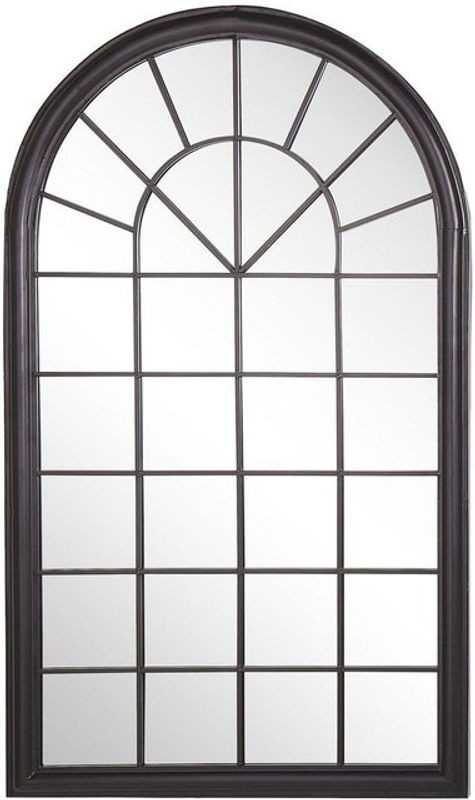 Bogenförmiger Wandspiegel BELIANI in Schwarz aus Metall im Industrial Design, B/H: 77 x 130 cm - Bild 1