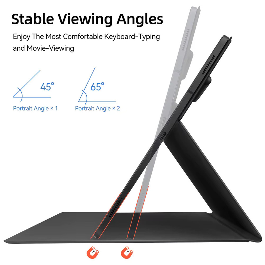 Magnetische Schutzhülle mit Stifthalter für Samsung Galaxy Tab S6 Lite, S7, S8, S9, S7 FE, S8/S9/S10 Ultra in Schwarz - Bild 3