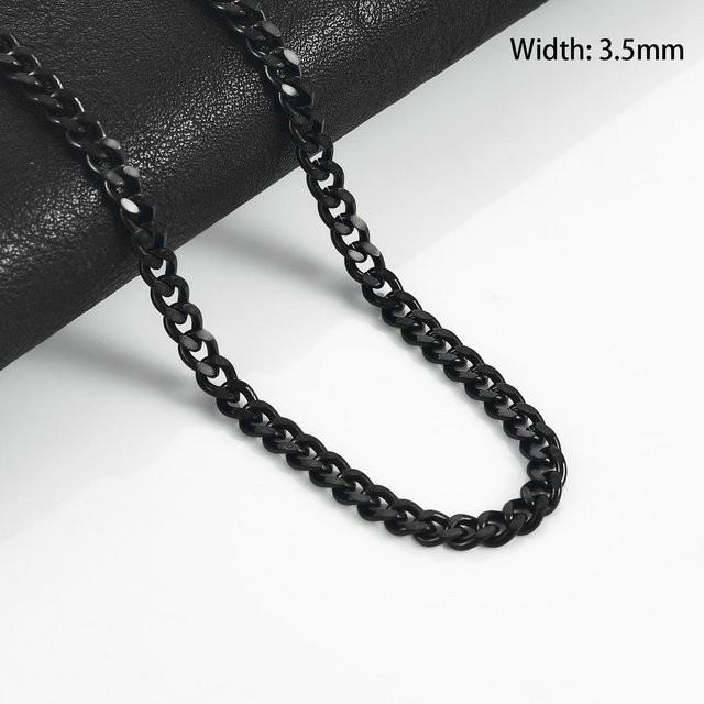 YULIN Halskette Edelstahl, Miami Cuban, Schwarz, 56 cm, Unisex - Bild 1