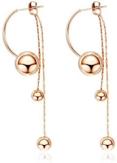 Ohrringe Geometrische Kreis, Rose Gold, Damen, beige - Bild 1