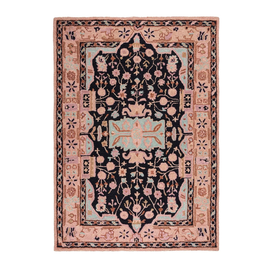 Flair Rugs Wollteppich Blossom in Schwarz-Rosa mit floralem Design, B/T: 200 x 290 cm - Bild 2