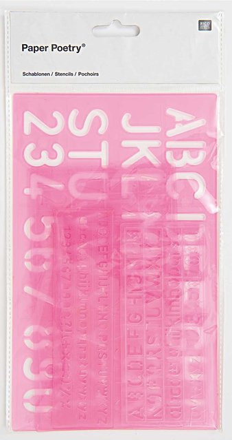 Rico Design Paper Poetry Schablonenset mit Buchstaben und Zahlen in Transparent - Bild 1