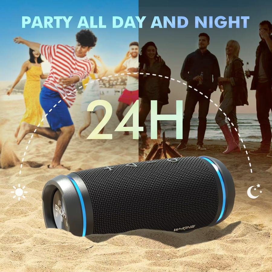 W-KING BT226 Tragbarer Bluetooth-Lautsprecher in Schwarz mit 36 W Leistung, extra Bass, 360 Grad Surround-HiFi-Sound und IPX6 Wasserdichtigkeit - Bild 4