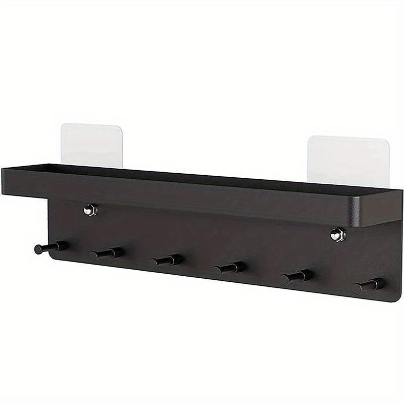 NATAWA Wandregal Organizer mit 6 Haken für Küche und Bad in Schwarz - Bild 2