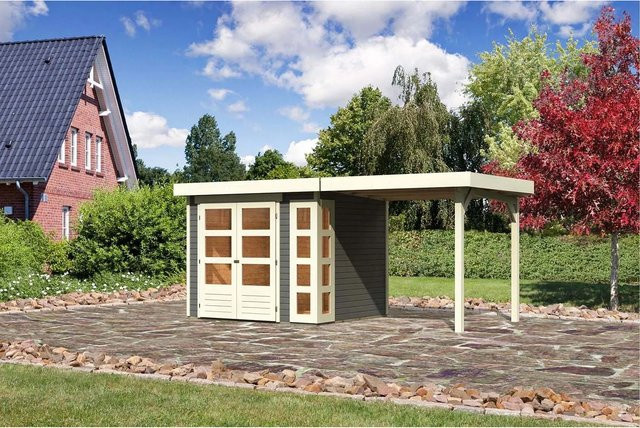 Karibu Holz-Gartenhaus Sölve in Terragrau mit Flachdach und modernem Design, B: 238 cm, T: 213 cm, H: 211 cm - Bild 1