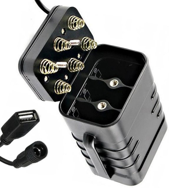 Best-12V Batteriebox mit 6x18650 Li-Ion Akku-Halterung, wasserdichte LED-Batteriebox in Schwarz mit USB-C und DC-Anschluss - Bild 1