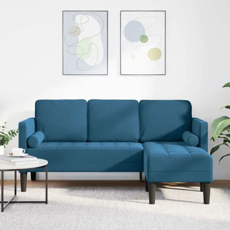 Modernes Ecksofa Set von Vidaxl aus Samt und Polyester in Blau, B/T/H: 173 x 131 x 67 cm - Bild 1