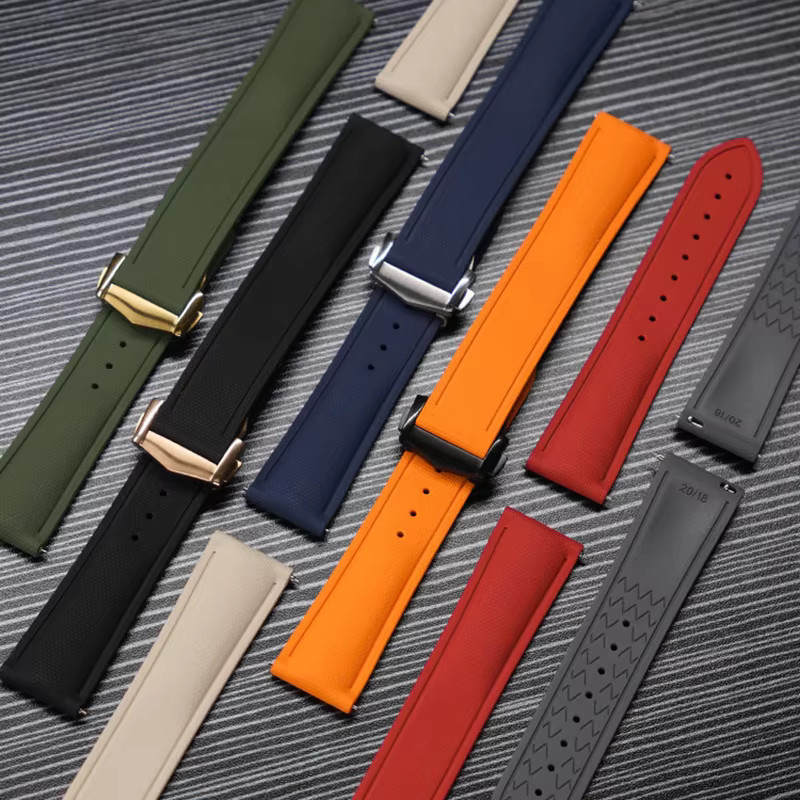 strapfreak Uhrenarmband Fluorkautschuk, Schwarz, Herren, Faltschließe - Bild 3