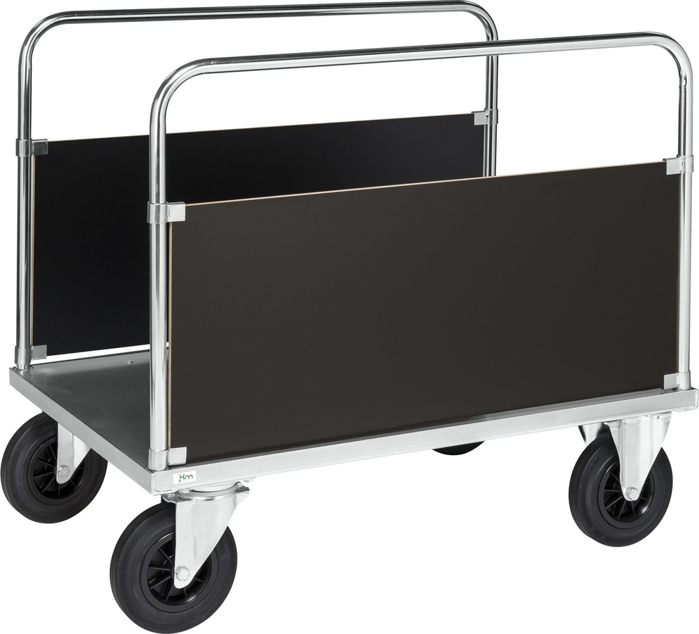 Kongamek Plattformwagen verzinkt mit Ladefläche, 2 stirnseitigen Wänden und Gummibereifung, B/T/H: 100 x 70 x 90 cm - Bild 1