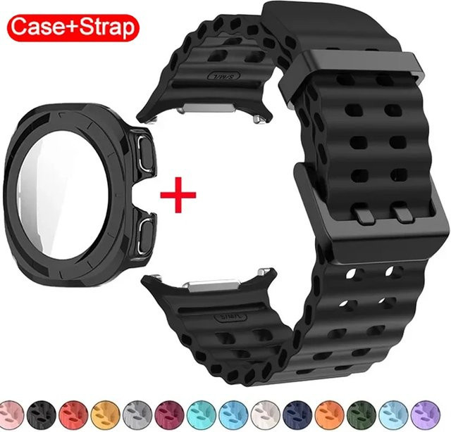 OAKCHARM Schutzset für Samsung Galaxy Watch Ultra 2025 47mm mit gehärteter Glasabdeckung und Silikonarmband - Bild 1