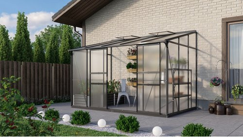 VITAVIA Gewächshaus Osiris aus Aluminium und Kunststoff in Schwarz mit 6,5 m² Fläche und winterfester Konstruktion - Bild 1
