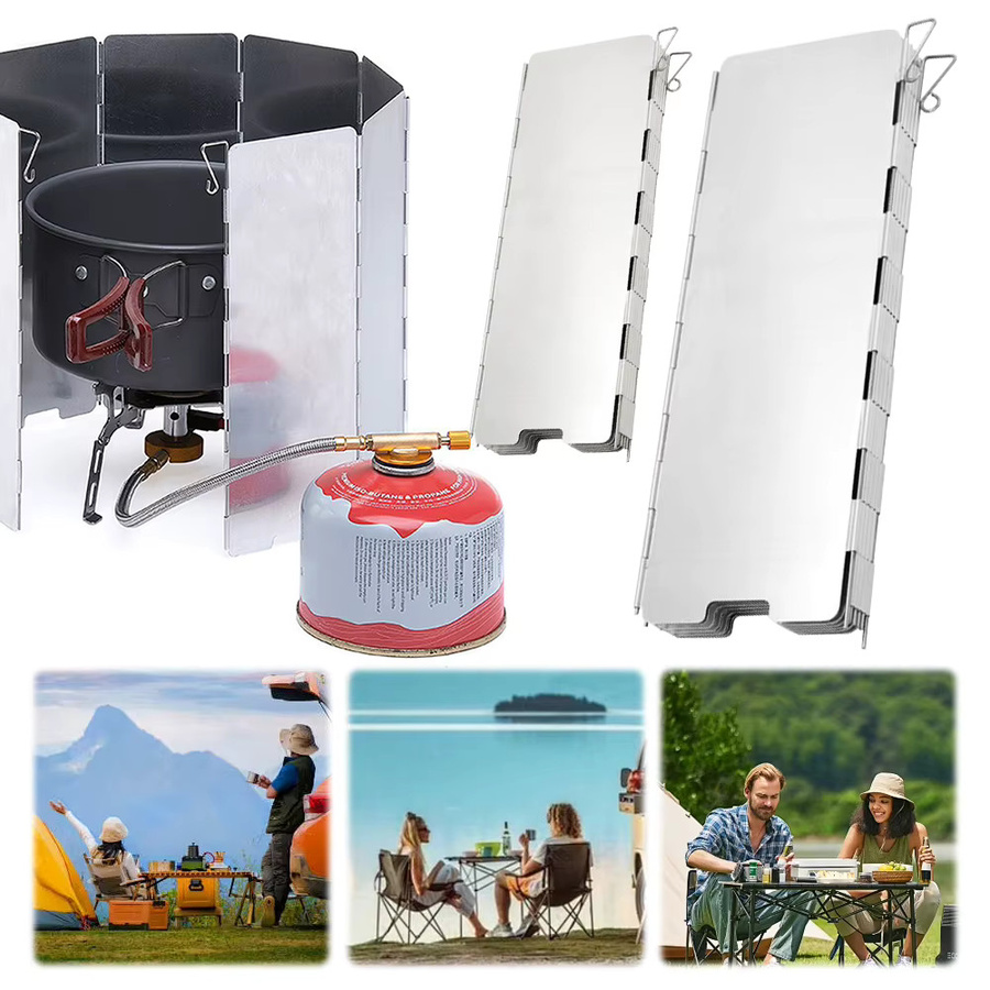 ATUOTIN Windschutz für Outdoor-Kocher aus Aluminiumlegierung mit Aufbewahrungstasche, Silber, 8/10 Platten - Bild 3