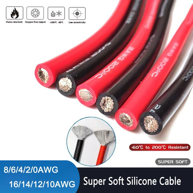 TAKORI Superweiches Silikonkabel Hitzebeständig für Autobatterie in Rot und Schwarz - Bild 1