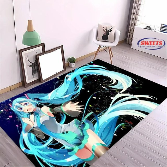 Karpetti Teppich H-Hatsune MM1ku mit Cartoon-Design für Kinderzimmer und Wohnzimmer, rutschfest, B/B: 100 x 150 cm - Bild 1