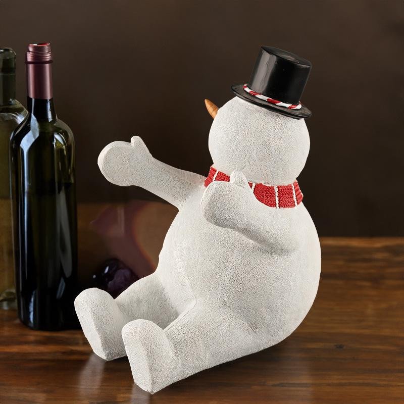 Yiran Furniture Nordisches Rotweinregal Schneemann aus Harz als weihnachtliche Tischdekoration - Bild 4