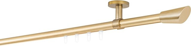 Ondeco Gardinenstange auf Maß mit Innenlauf 20mm und Deckenträger 4cm in Messing-Matt Gold, Breite: 260 cm - Bild 1