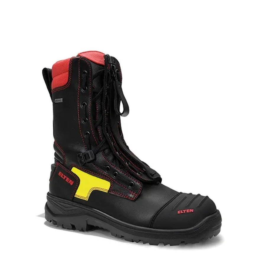 Elten Feuerwehrstiefel Form C Curt GTX ESD F2A aus Rindleder in Schwarz-Rot, Größe 50 - Bild 2