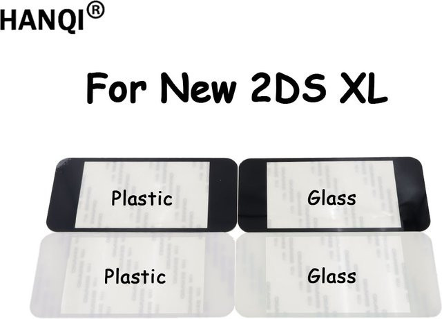 Nintendo Ersatz Ober- und Unterglas Set für New 2DS XL LL in Schwarz und Transparent aus Kunststoff und Glas - Bild 1