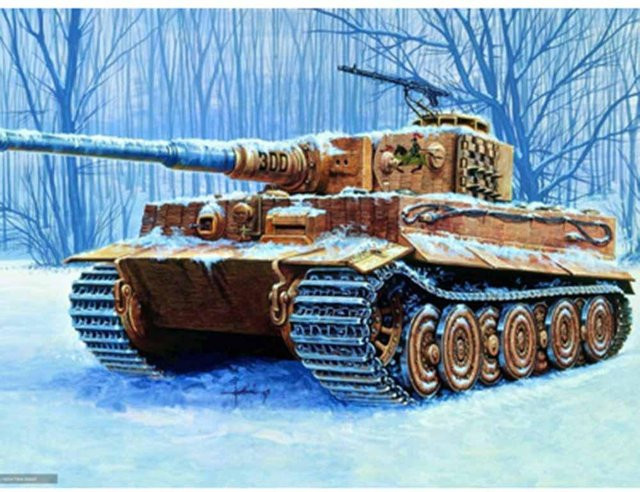 FIYO 5D-Diamantgemälde Panzer im Schnee Stickset zum Selbermachen, Mehrfarbig, B/H: 30 x 40 cm - Bild 1