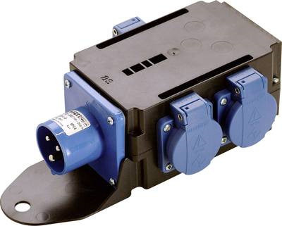 AS SCHWABE Mixo Stromverteiler Weser Blau, 1 CEE-Stecker 3p 230V 16A zu 3 Schutzkontaktsteckdosen 230V 16A - Bild 1