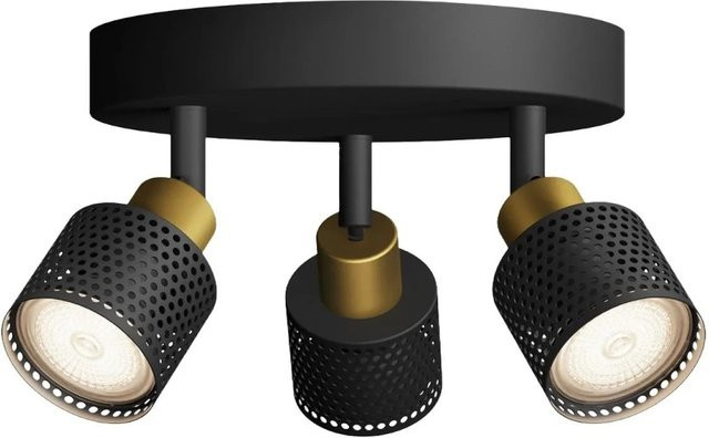 Philips Hue Spot Niall 3-flammige Wandleuchte, rund, Schwarz-Gold, GU10, verstellbar - Bild 1