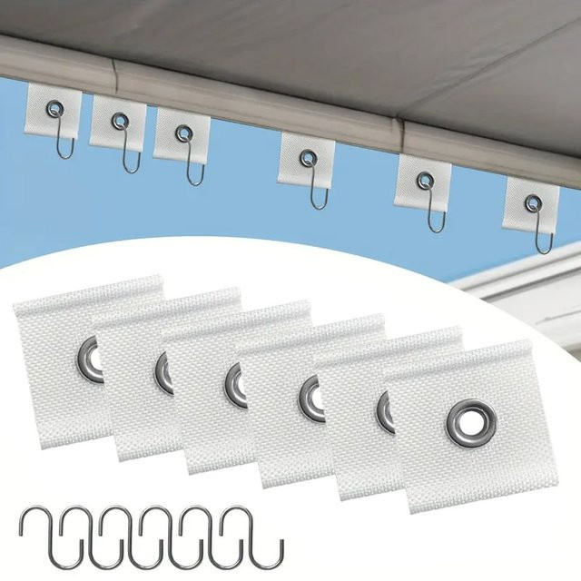 12 Stück robuste Nylon-Markisenhaken in Weiß für Wohnmobile zur Befestigung von Vorhängen, Wäscheleinen und Zelten für Rohrlöcher von 5/6 mm bis 7/8 mm - Bild 1