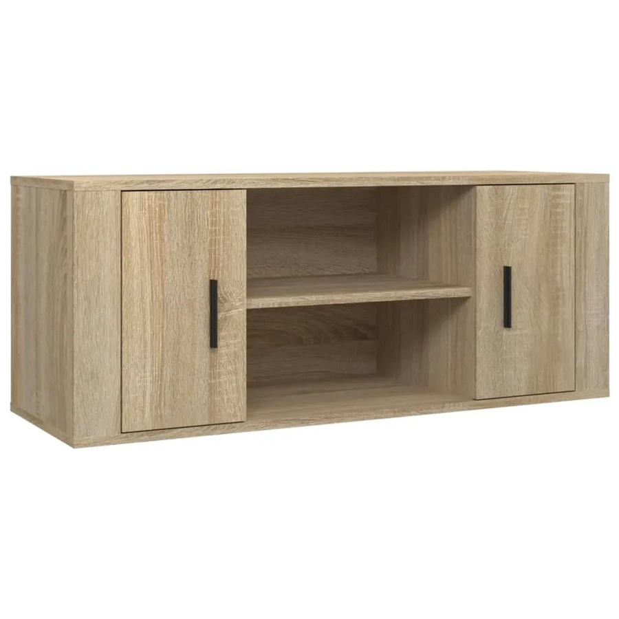 vidaXL TV-Schrank aus Holzwerkstoff in Sonoma-Eiche, Farbe Braun, B/T/H: 100 x 35 x 40 cm - Bild 2