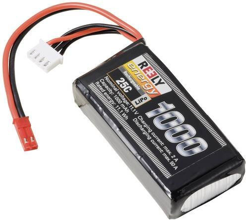 Reely LiPo Modellbau-Akkupack 11.1V 1000 mAh 3S 25C Softcase in Schwarz - Bild 1