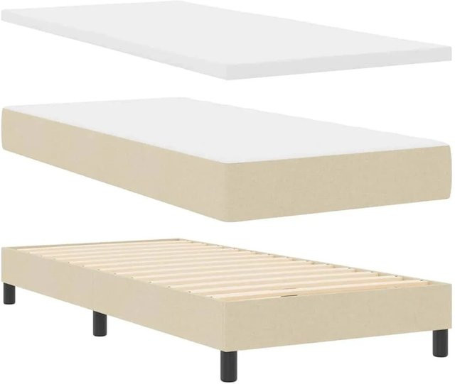 vidaXL Boxspringbett mit Matratze in Beige, B/T/H: 90 x 190 x 88 cm - Bild 1