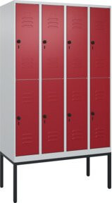 C+P Doppelstock-Spind Classic PLUS mit 4 Abteilen, Sicherheits-Drehriegel, Farbe RAL 3003 Rubinrot, B/T/H: 120 x 50 x 212 cm - Bild 1