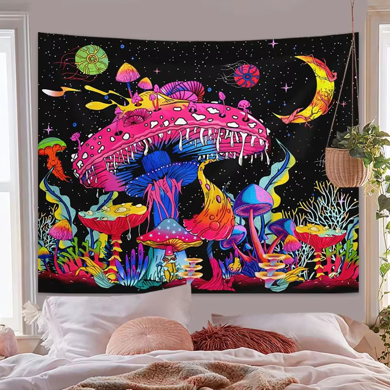 VIKAMA Neon-Pilz-Tarot Wandteppich in Multicolour, psychedelischer Fantasy Wandbehang für Gaming-Zimmer und Studentenwohnheime, B/H: 60 x 40 cm - Bild 4