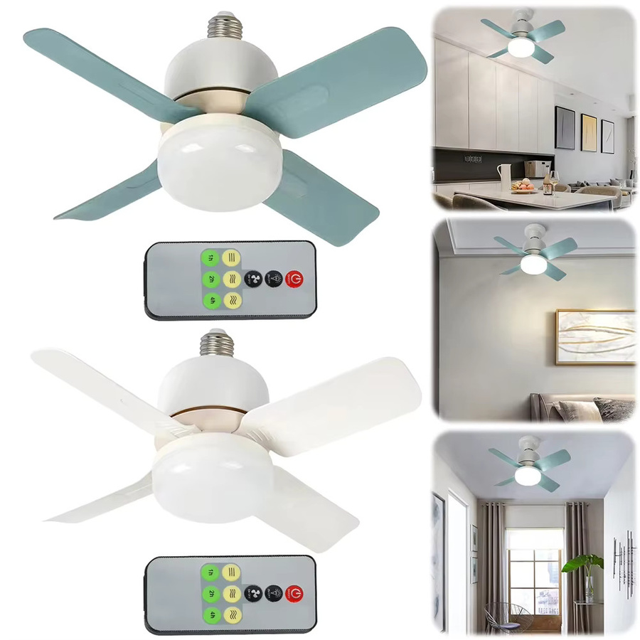 GGbingo Deckenventilator mit LED-Licht und Fernbedienung, E27 Anschluss, dimmbar, Weiß - Bild 2