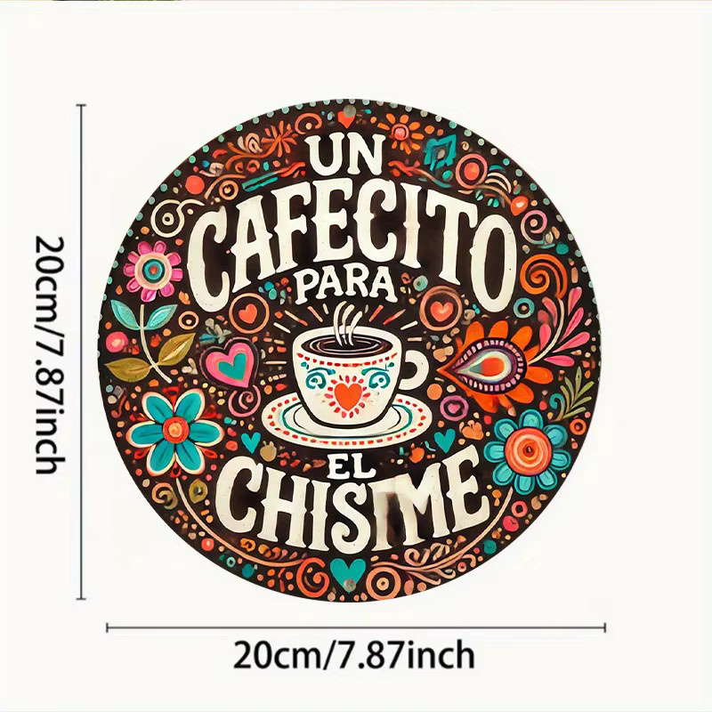 Potdemiel Vintage Wandkunst aus Metall Café Para Cervezas Rundes Aluminiumschild Multicolour Durchmesser: 20,3 cm - Bild 3