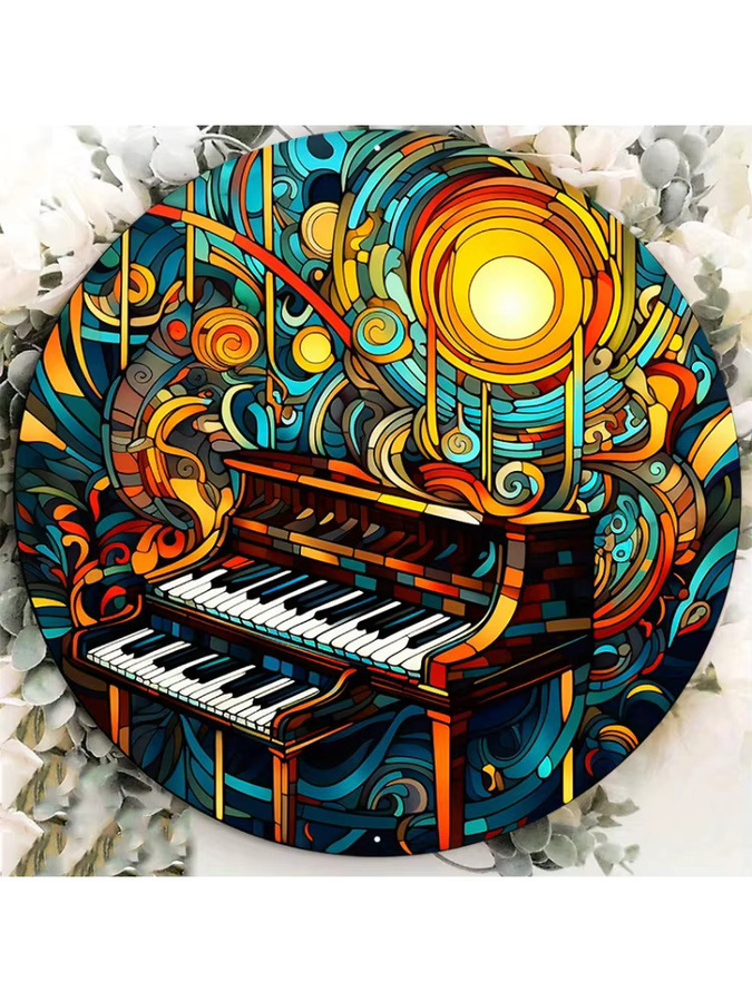 Potdemiel Aluminium-Metallschild mit Klaviertasten und Musiknoten, Wanddekoration in Mehrfarbig, B/H: 20,3 x 20,3 cm - Bild 7