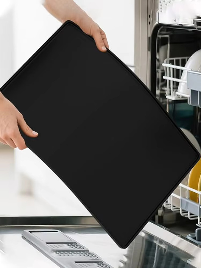 LAIMANEI Silikon Abtropfmatte für Espressomaschinen-Station, rutschfest und hitzebeständig, Grau oder Schwarz, B/T/H: 47,0 x 1,5 cm - Bild 6