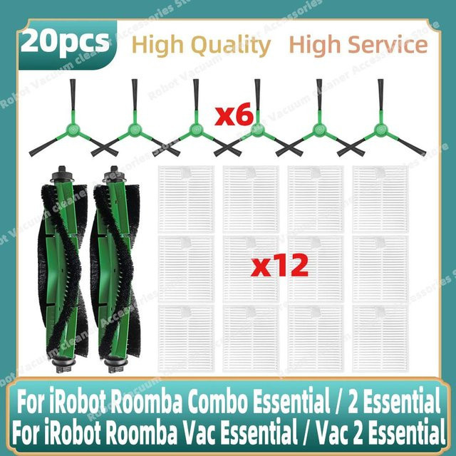 Ersatzteil-Set für iRobot Roomba 105 Combo, Roomba Combo Essential und 2 Essential mit Hauptseitenbürste, HEPA-Filter, Mopp und Staubbeuteln in Multicolor - Bild 1