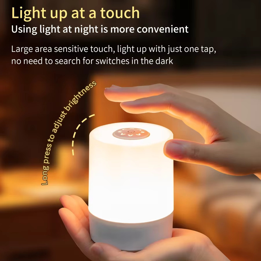 GGBEE LED Tischlampe Weiß, Dimmbare Touch Nachtlicht mit Akku für Schreibtisch und Schlafzimmer - Bild 4