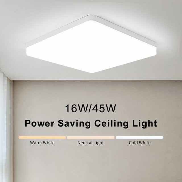 MARPOU LED-Deckenleuchte in Weiß, modernes quadratisches Design, 45 W, dimmbar mit CCT (warmweiß, neutralweiß, kaltweiß) für Wohnzimmer und Schlafzimmer - Bild 1