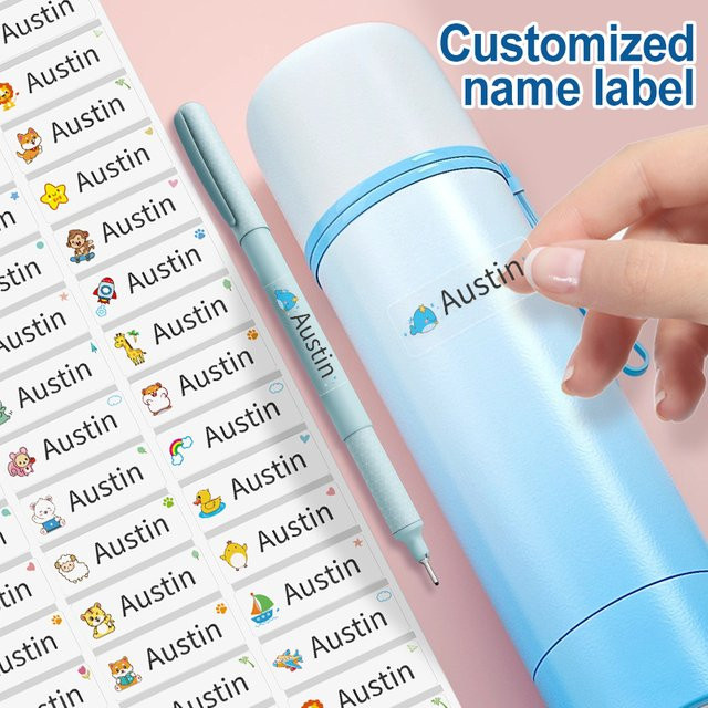 Personalisierte wasserfeste Tier-Namensetiketten in Transparent – Individuelle Aufkleber für Kinder, Schule und Rucksäcke - Bild 1