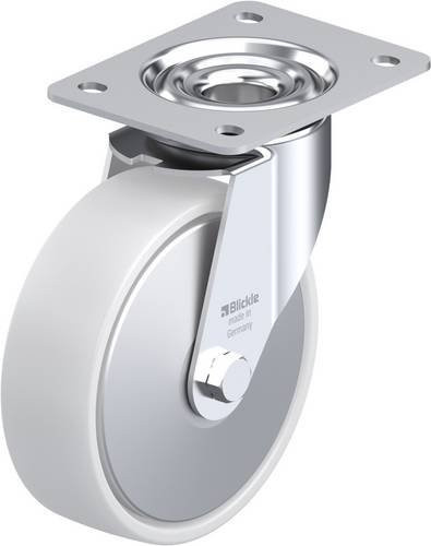 Blickle Lenkrolle LE-PO 160R-FA aus verzinktem Stahl und Kunststoff, Rad-Durchmesser: 16 cm, Tragfähigkeit: 300 kg, Farbe: Weiß - Bild 1