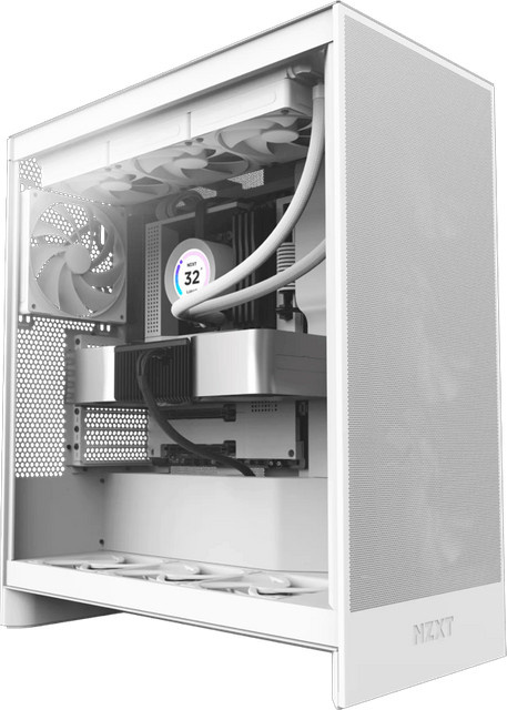 NZXT H7 Flow Computergehäuse in Weiß mit USB-A und USB-C Anschlüssen - Bild 1