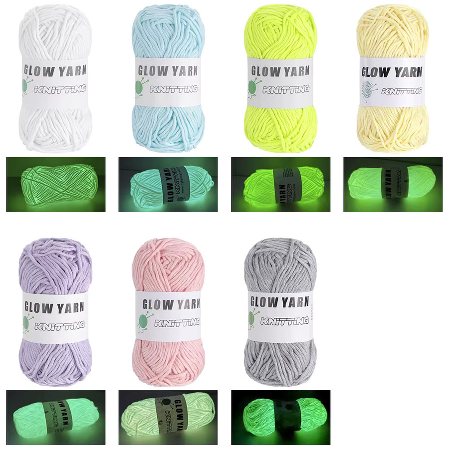 7 Rollen QJH leuchtendes Häkelgarn für DIY-Strick- und Nähprojekte, 60 Yards pro Rolle - Bild 2