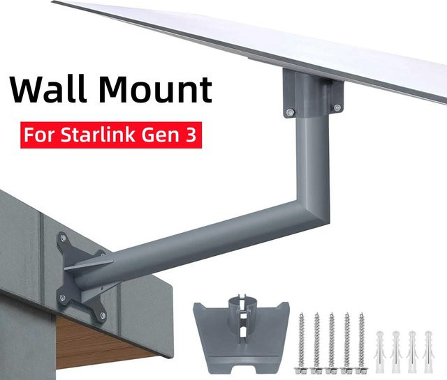 Starlink Gen 3 Wandhalterungs-Kit für Starlink V3 Rohradapter zur Außenwand- oder Dachmontage in Grau - Bild 1