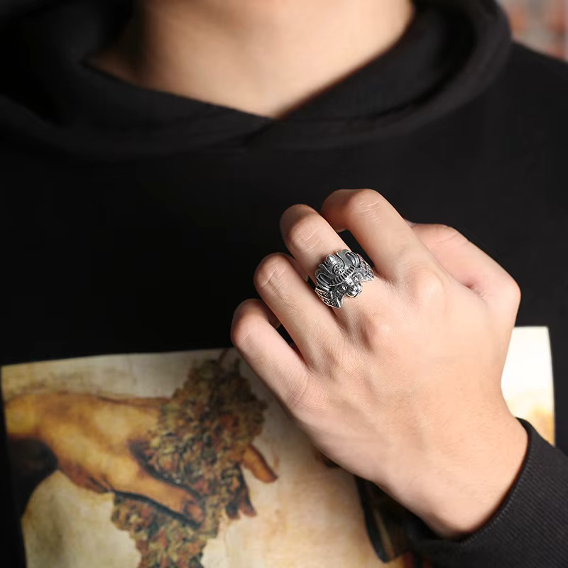 LENNIK Ring Samurai Katze, Silber, Unisex, Verstellbar - Bild 2