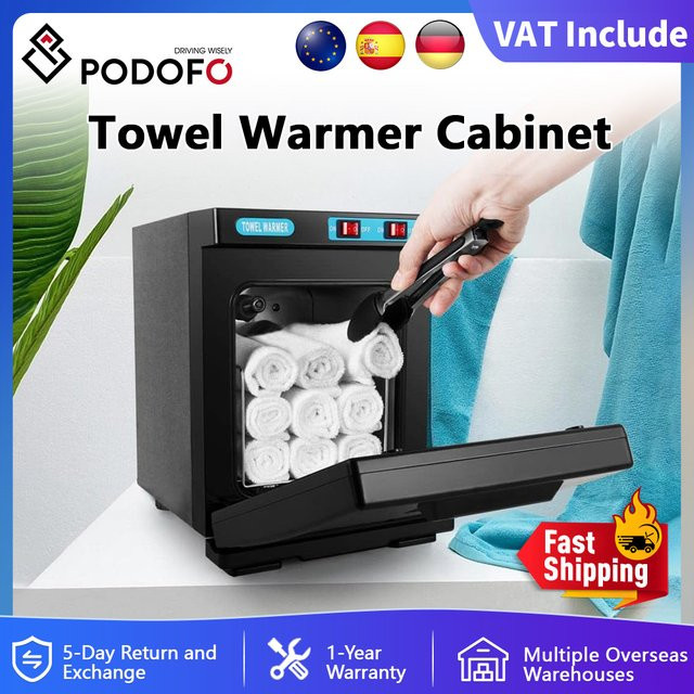 Podofo 2-in-1 Handtuchwärmer mit UV-Spa-Funktion, 10L Kapazität, Schwarz - Bild 1