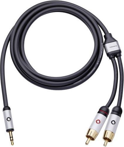 Oehlbach Audio Anschlusskabel Cinch auf 3,5 mm Klinke, Schwarz, Länge: 5,00 m, vergoldete Steckkontakte - Bild 1