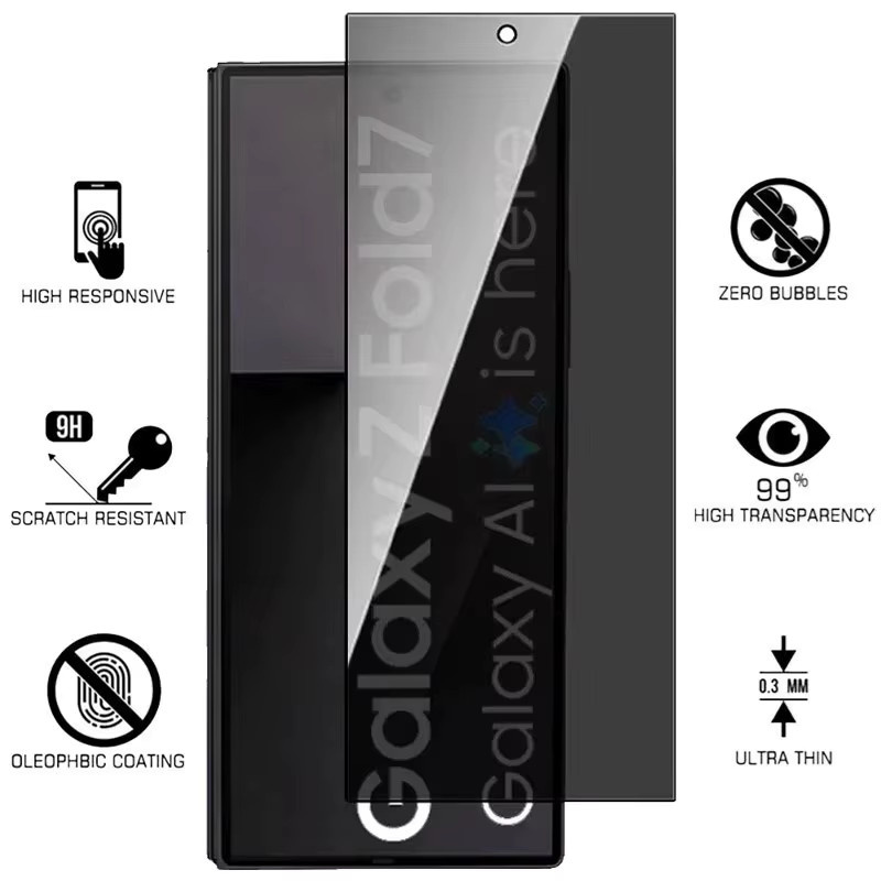 Samsung Galaxy Z Fold 8Ultra 7 6 5 4 Displayschutz aus gehärtetem Glas 9H Datenschutzfolie transparent - Bild 3