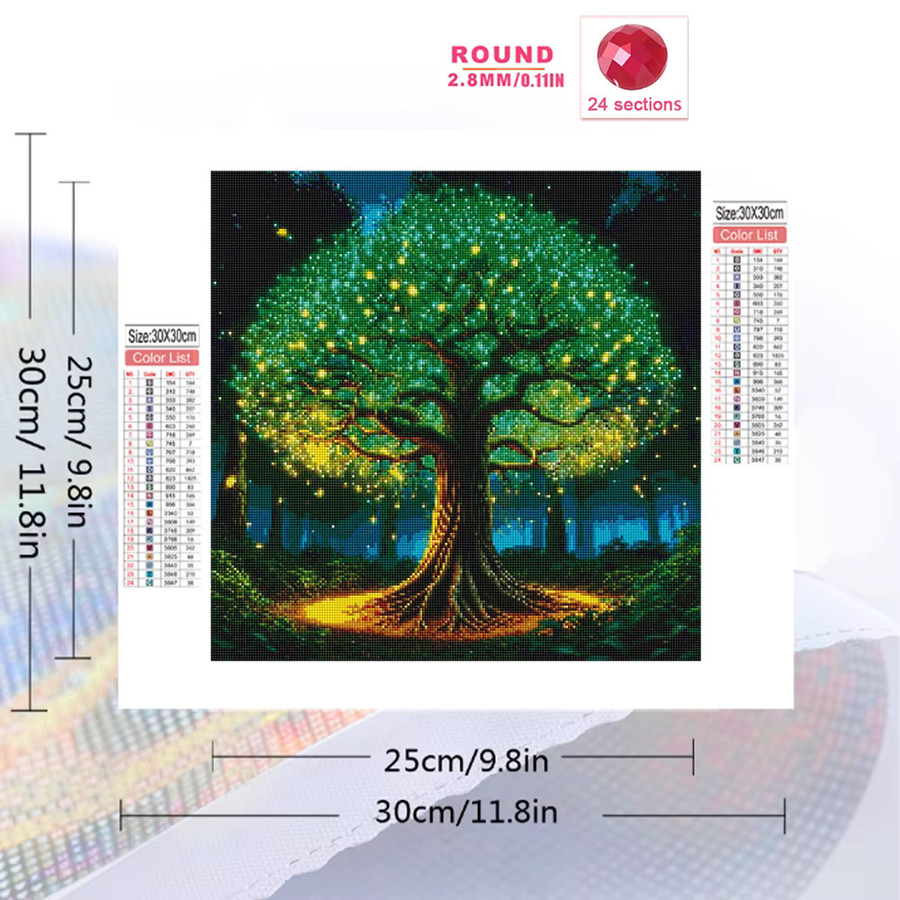 Momoart Diamantmosaik Set Landschaft Abstrakt mit Baum als DIY Kreuzstich-Malerei für Kinder in Multicolour - Bild 2