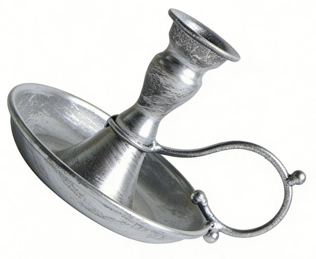Fishine Kerzenständer aus Metall im Vintage-Design mit Griff und stabiler Basis in Silber für Spitzkerzen - Bild 1