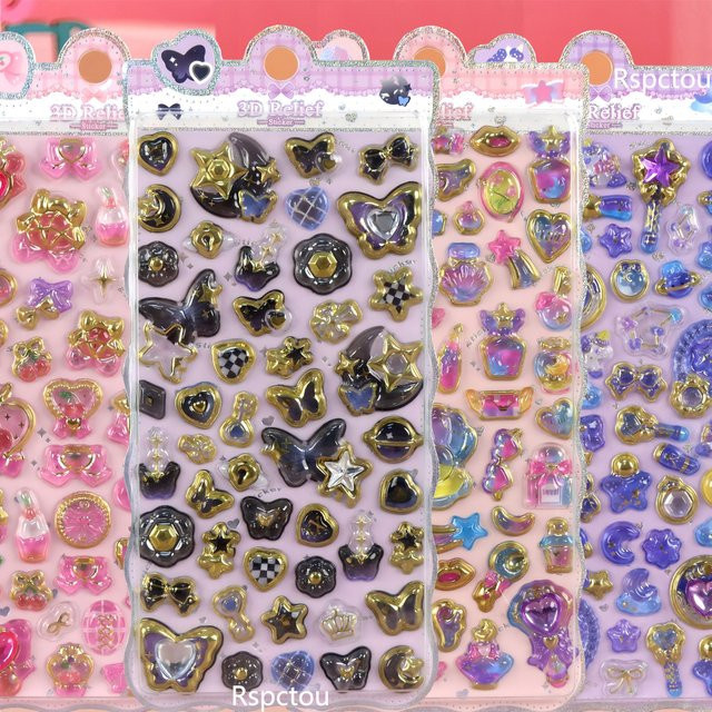 Rspctou Kawaii 3D-Relief-Aufkleber mit Muschel, Schmetterling und Blumen in Multicolour aus Resin zur DIY-Dekoration für Handyhüllen, Laptops und Schreibwaren - Bild 1